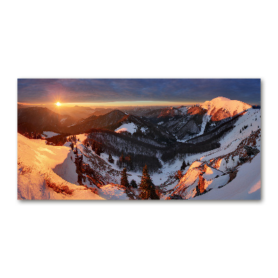 Foto obraz szkło hartowane Zima w górach