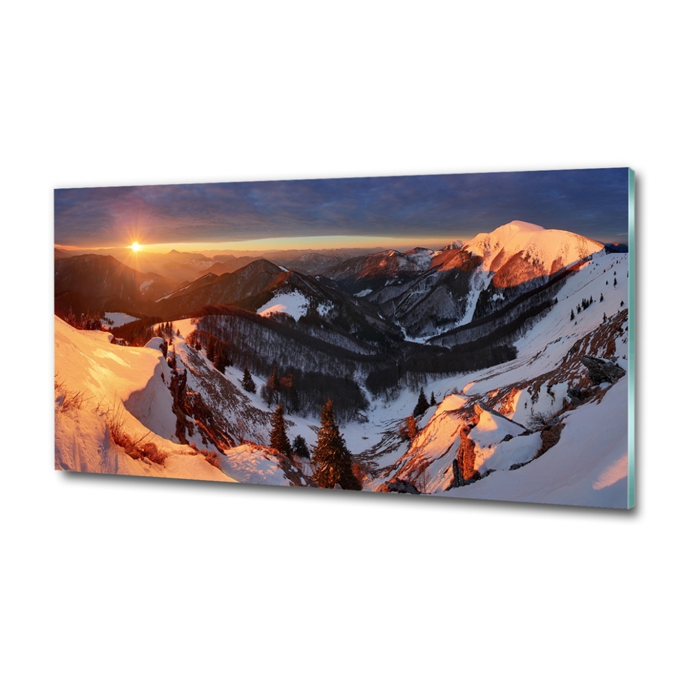 Foto obraz szkło hartowane Zima w górach