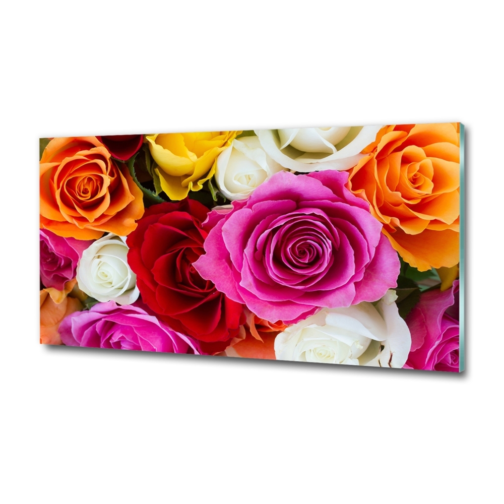 Foto obraz szkło hartowane Kolorowe róże