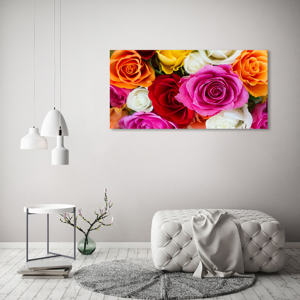 Foto obraz szkło hartowane Kolorowe róże