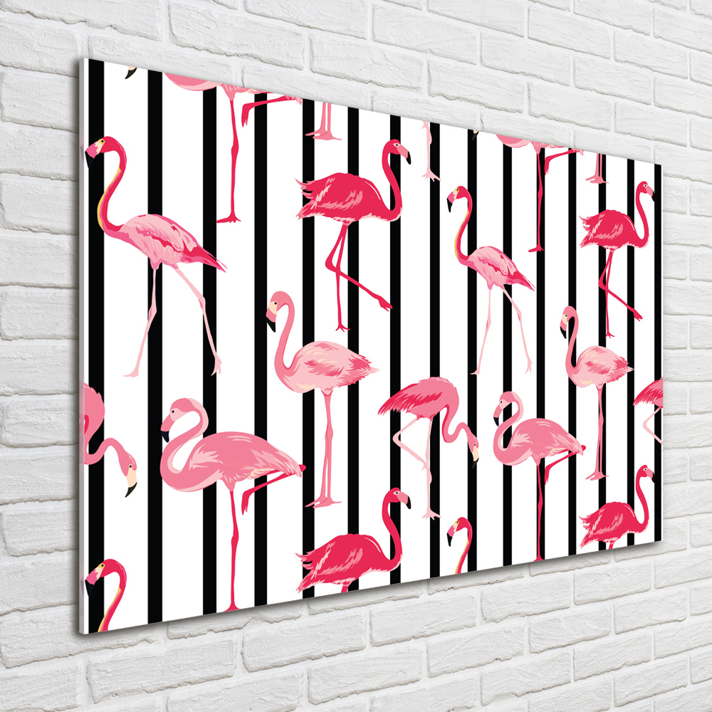 Foto-obraz szkło hartowane Flamingi paski