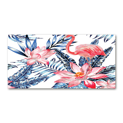 Foto-obraz szklany Flamingi i rośliny