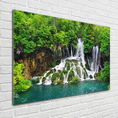 Foto obraz szklany Wodospad w górach