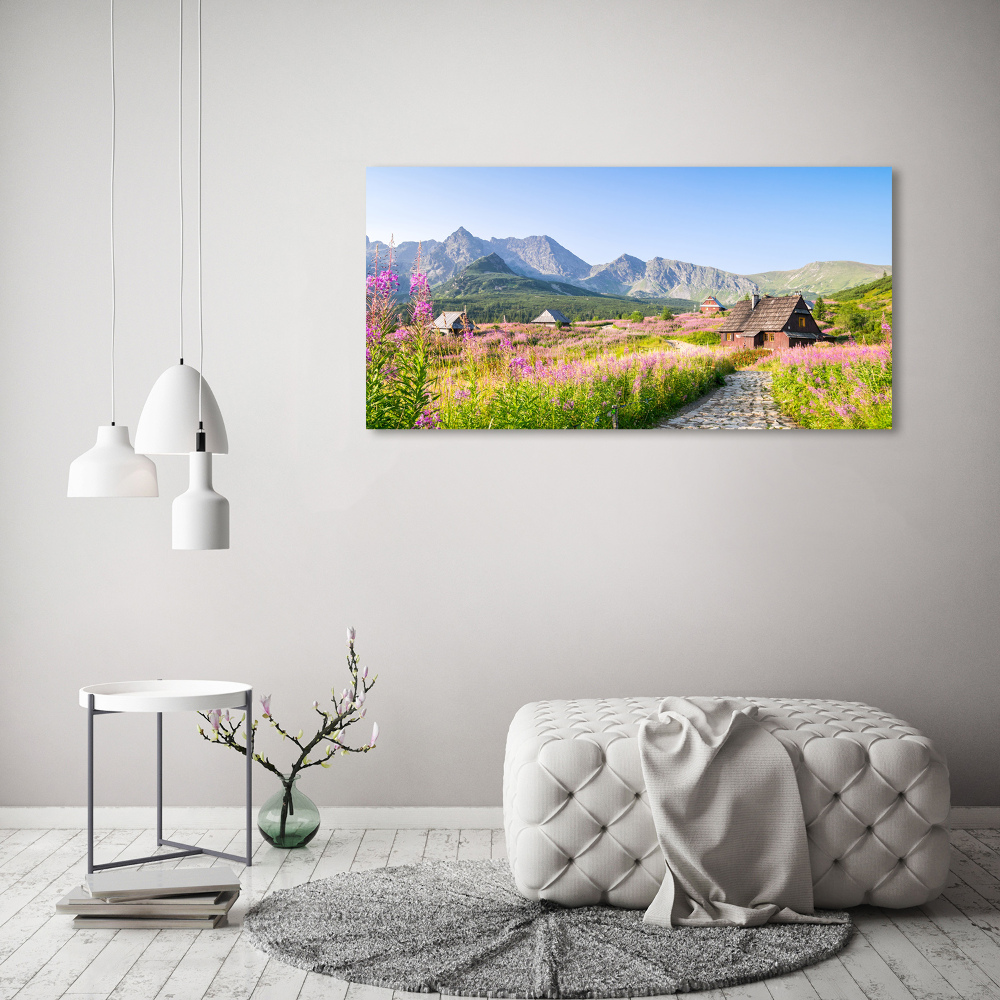 Fotoobraz na ścianę szklany Chatki w górach