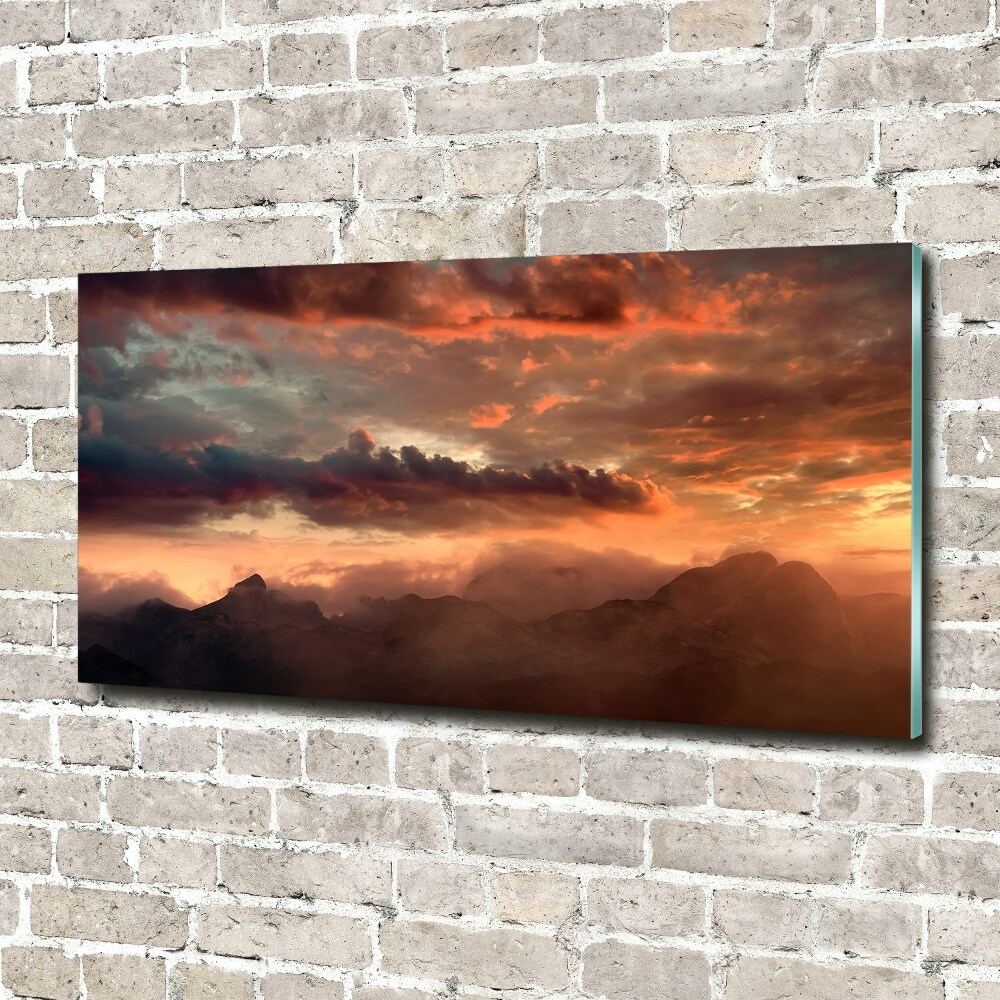 Foto obraz szklany Zachód słońca góry