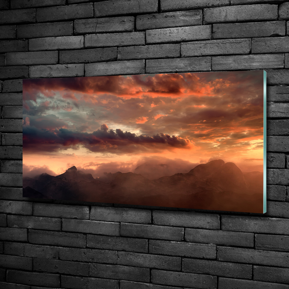 Foto obraz szklany Zachód słońca góry