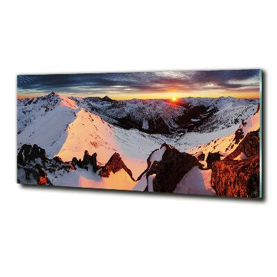Foto obraz szkło hartowane Góry zimą
