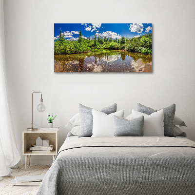Fotoobraz na ścianę szklany Jezioro w lesie