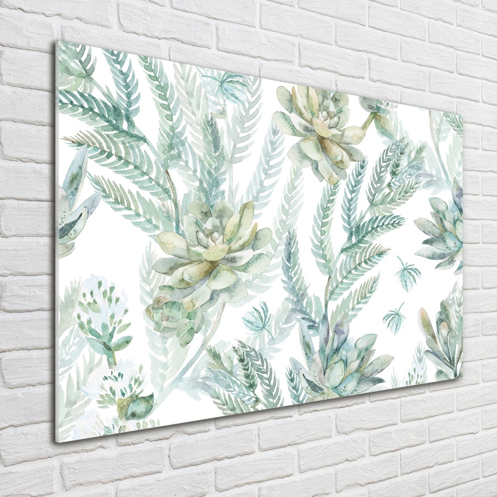 Fotoobraz na ścianę szklany Kwiaty i liście