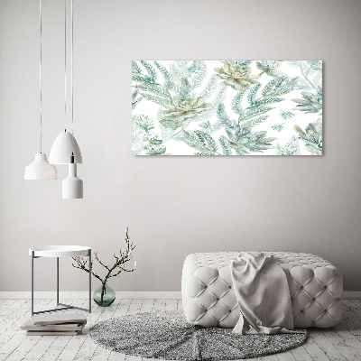Fotoobraz na ścianę szklany Kwiaty i liście