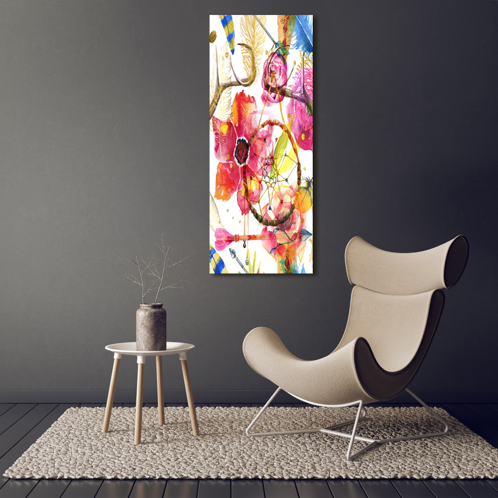 Foto obraz szklany pionowy Kwiaty styl boho