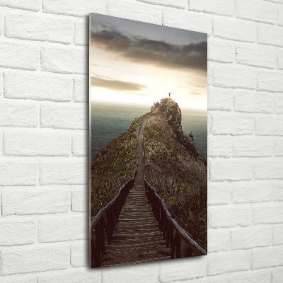 Foto obraz szklany pionowy Ścieżka na skale