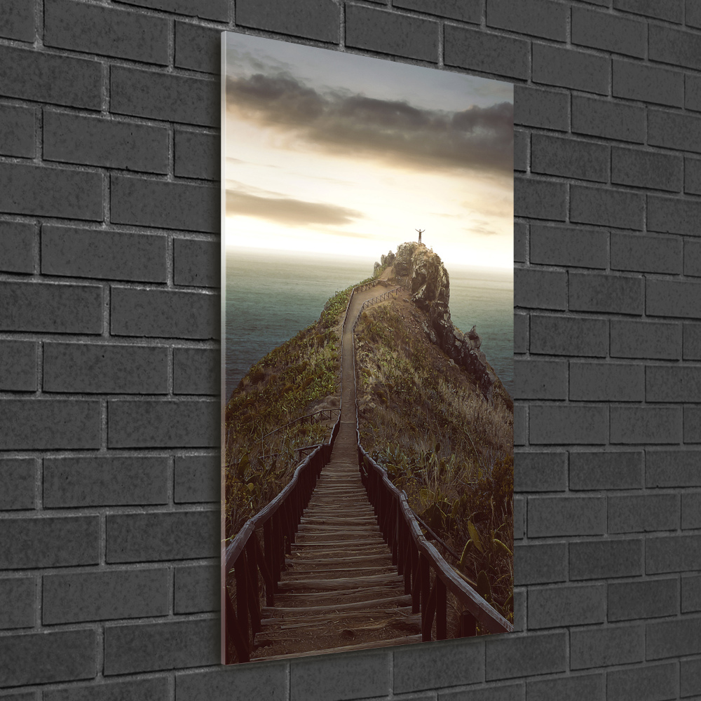Foto obraz szklany pionowy Ścieżka na skale