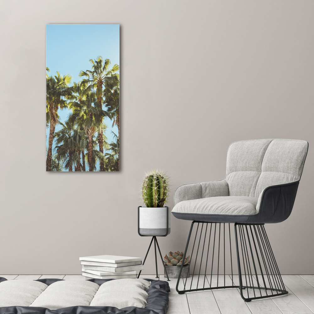 Fotoobraz szklany na ścianę do salonu pionowy Palmy
