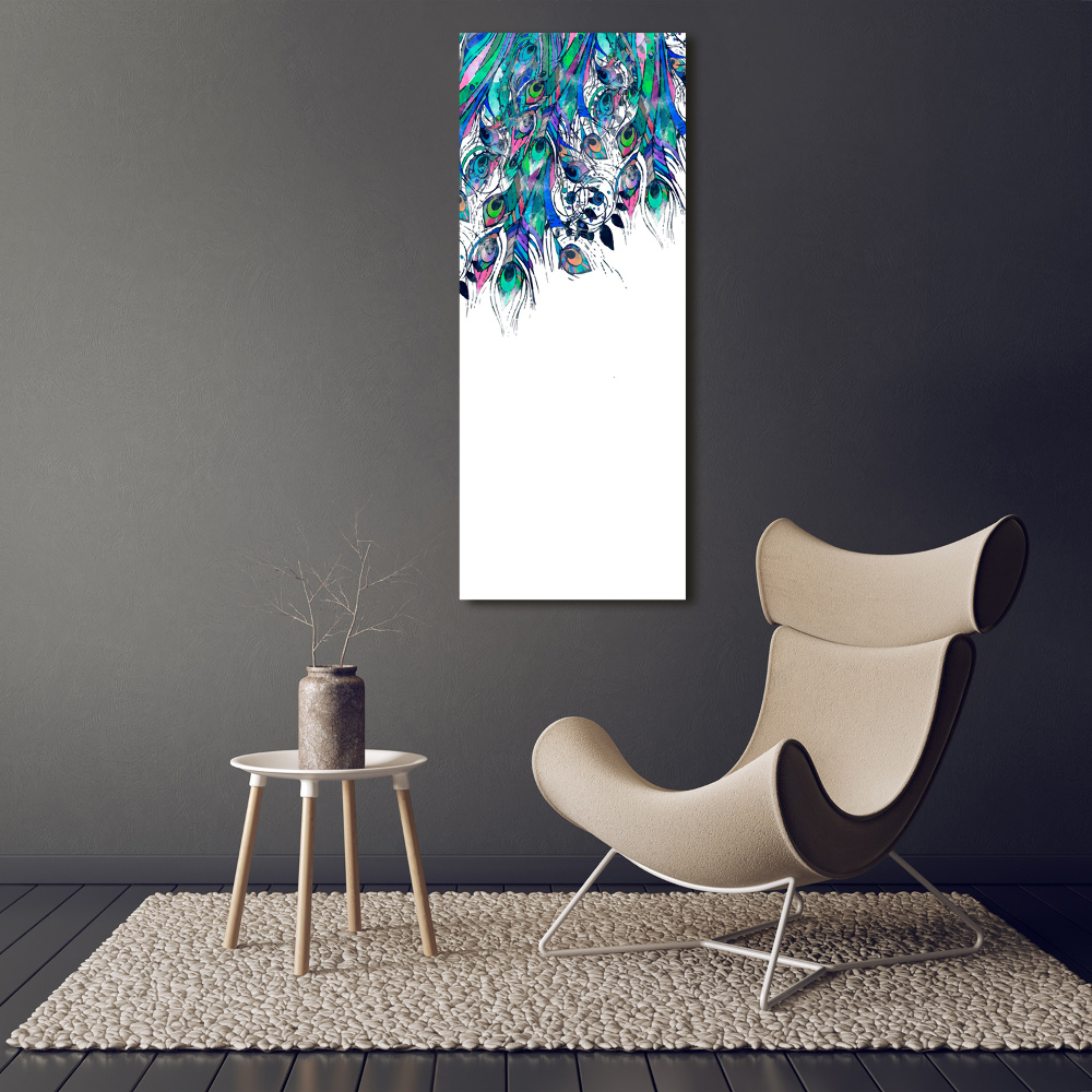 Foto obraz szkło hartowane pionowy Pawie pióra