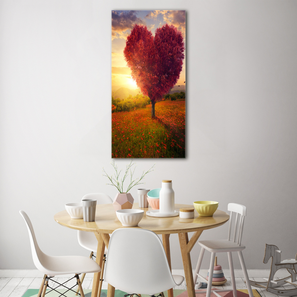 Foto obraz szkło hartowane pionowy Drzewo serce