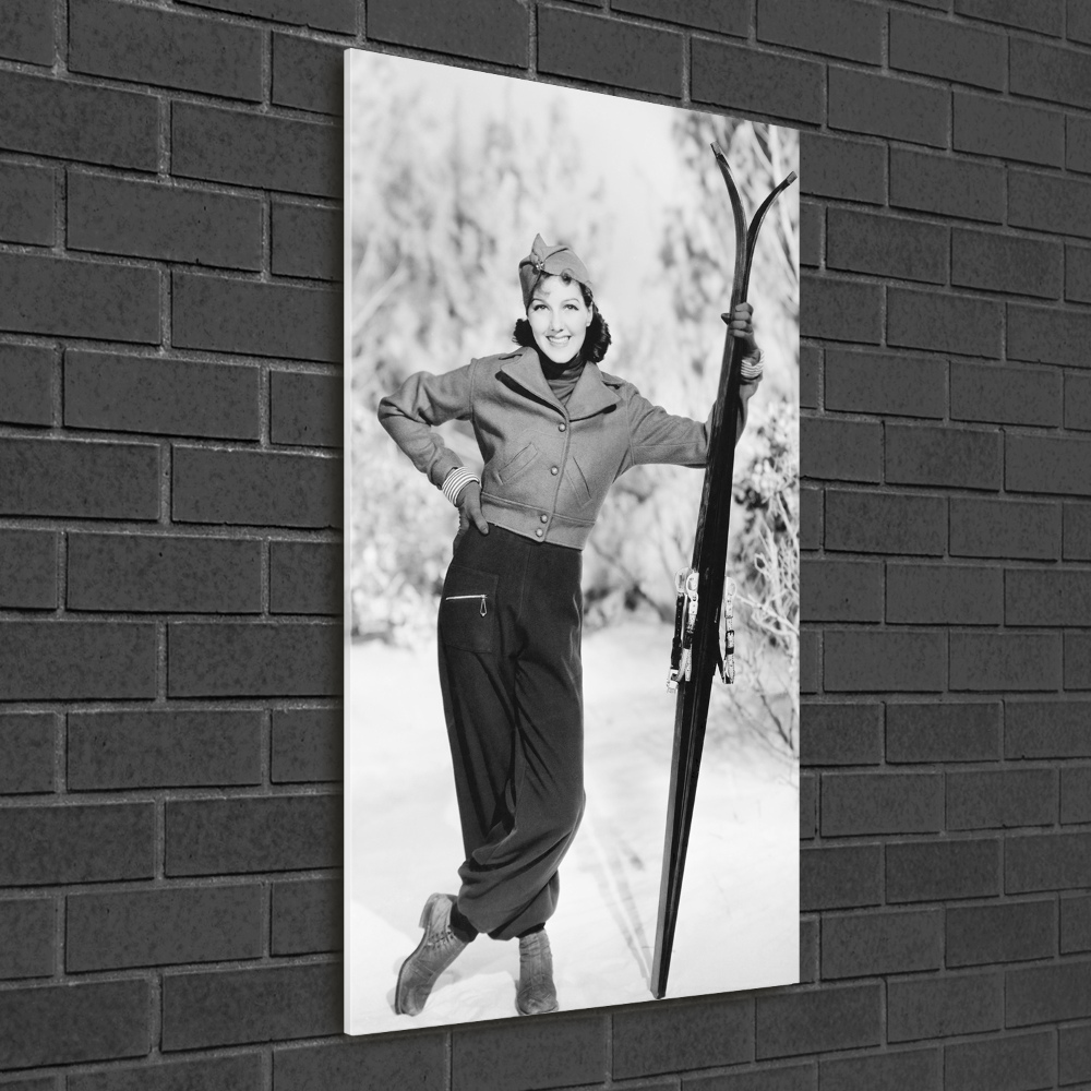 Foto obraz na szkle pionowy Kobieta z nartami