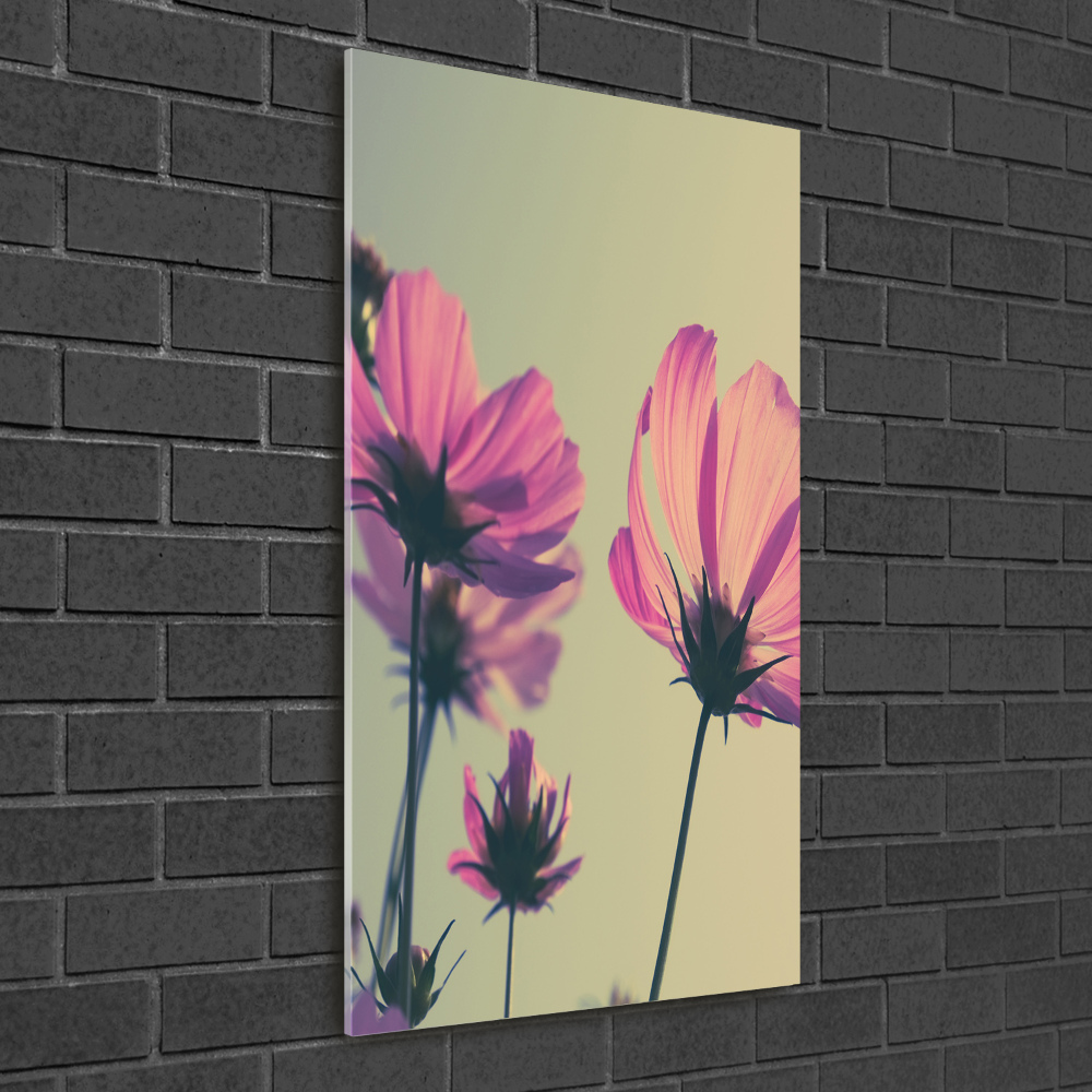 Foto obraz szkło hartowane pionowy Różowe kwiaty