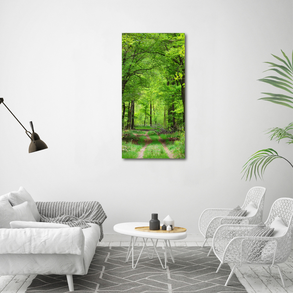 Foto obraz szkło hartowane pionowy Zielony las