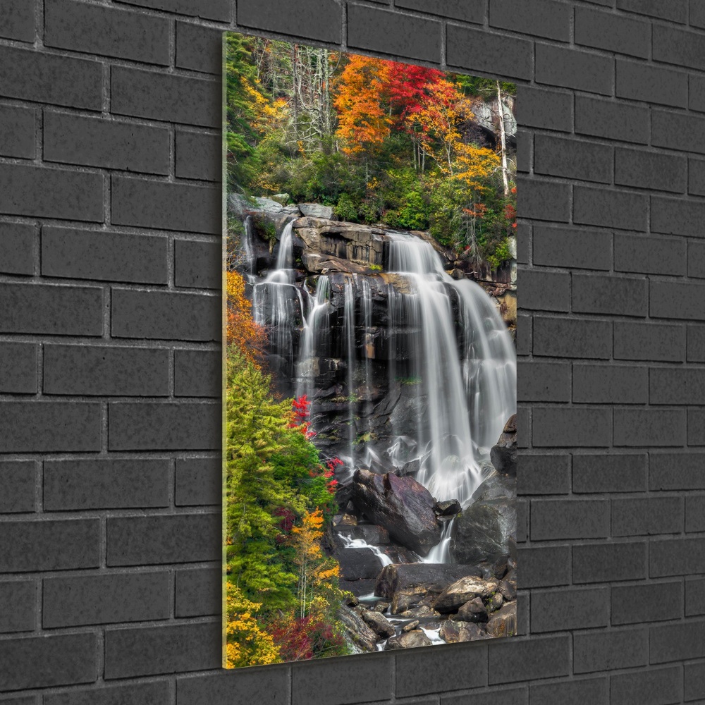 Foto obraz na szkle pionowy Wodospad jesienią