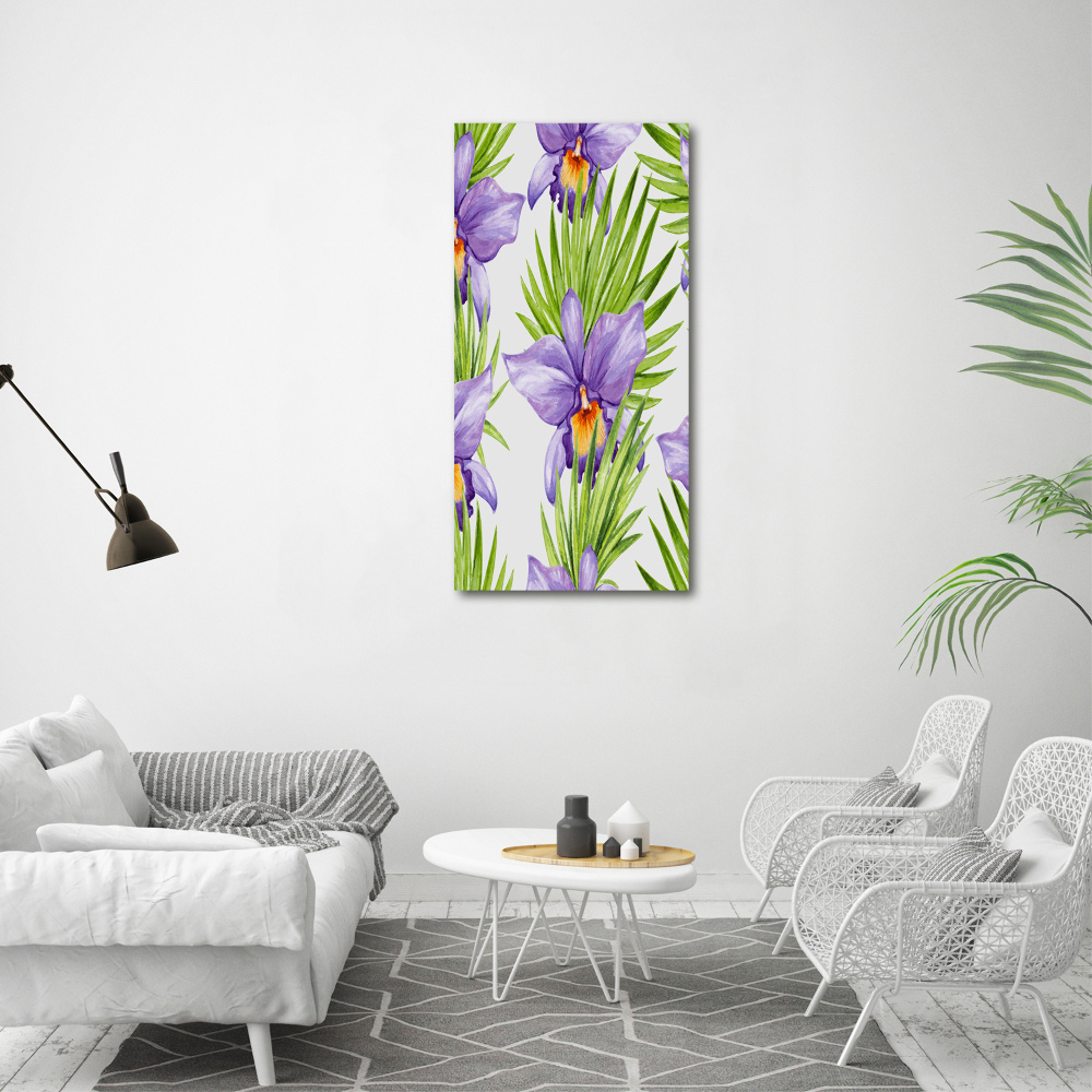 Foto obraz szklany pionowy Orchidea i palmy