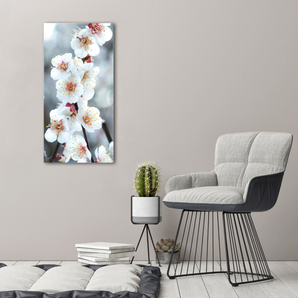 Foto obraz szkło hartowane pionowy Kwiaty wiśni