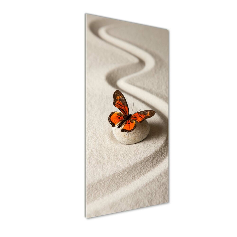 Foto-obraz na szkle pionowy Kamień zen i motyl