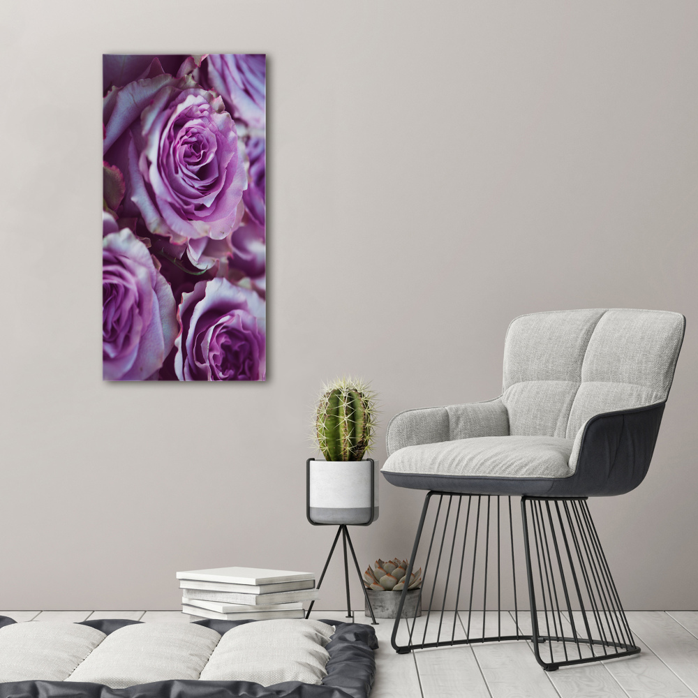Foto obraz zdjęcie na szkle pionowy Fioletowe róże