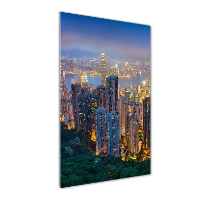 Foto obraz szkło hartowane pionowy Hongkong nocą