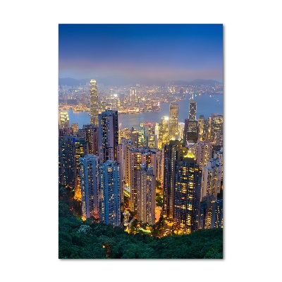 Foto obraz szkło hartowane pionowy Hongkong nocą