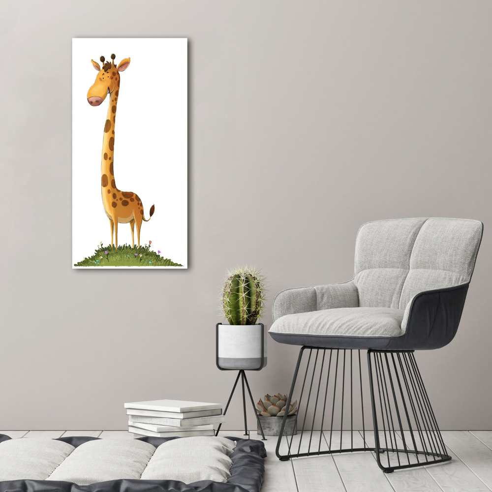 Nowoczesny szklany obraz ze zdjęcia pionowy Żyrafa