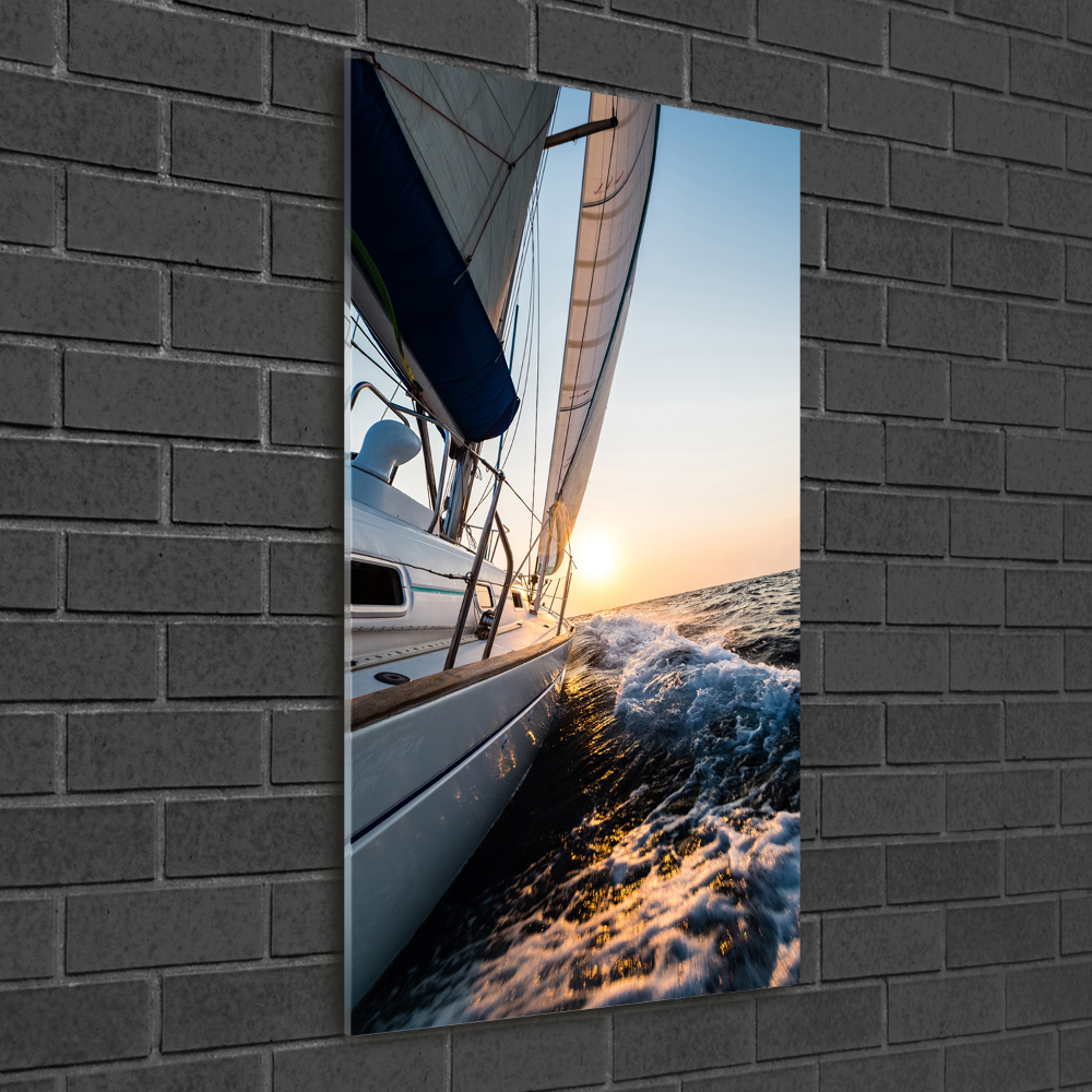 Foto obraz zdjęcie na szkle pionowy Jacht na morzu