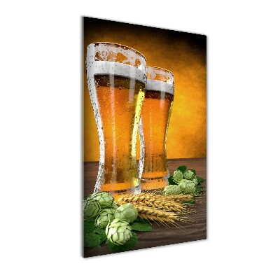 Foto obraz na szkle pionowy Dwie szklanki piwa