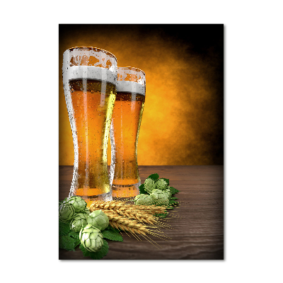 Foto obraz na szkle pionowy Dwie szklanki piwa
