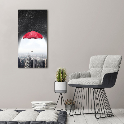 Foto obraz na szkle pionowy Parasol nad miastem