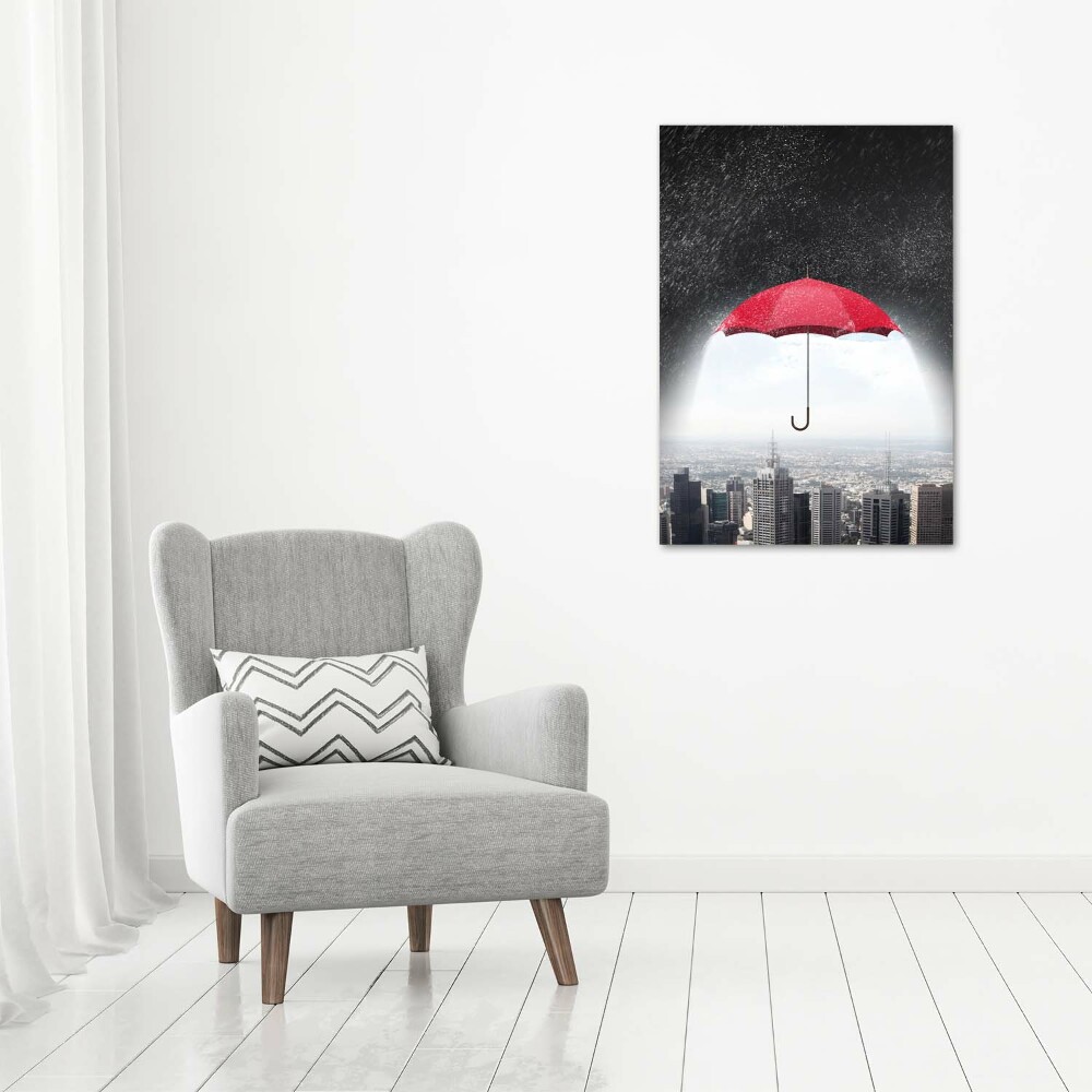 Foto obraz na szkle pionowy Parasol nad miastem