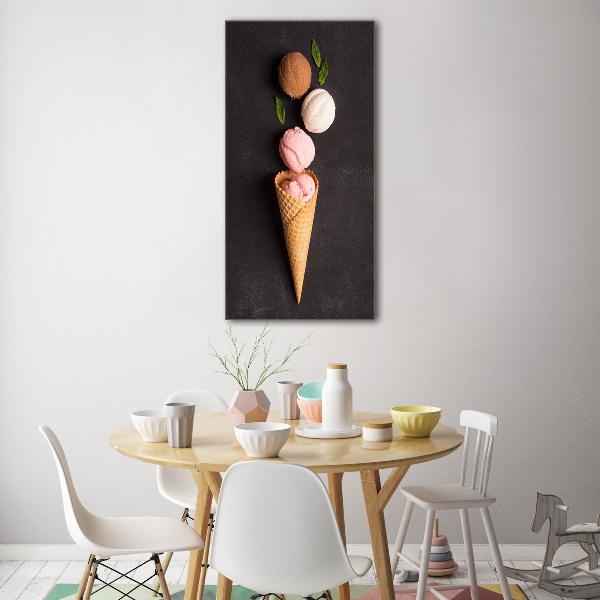 Foto obraz zdjęcie na szkle pionowy Lody w wafelku