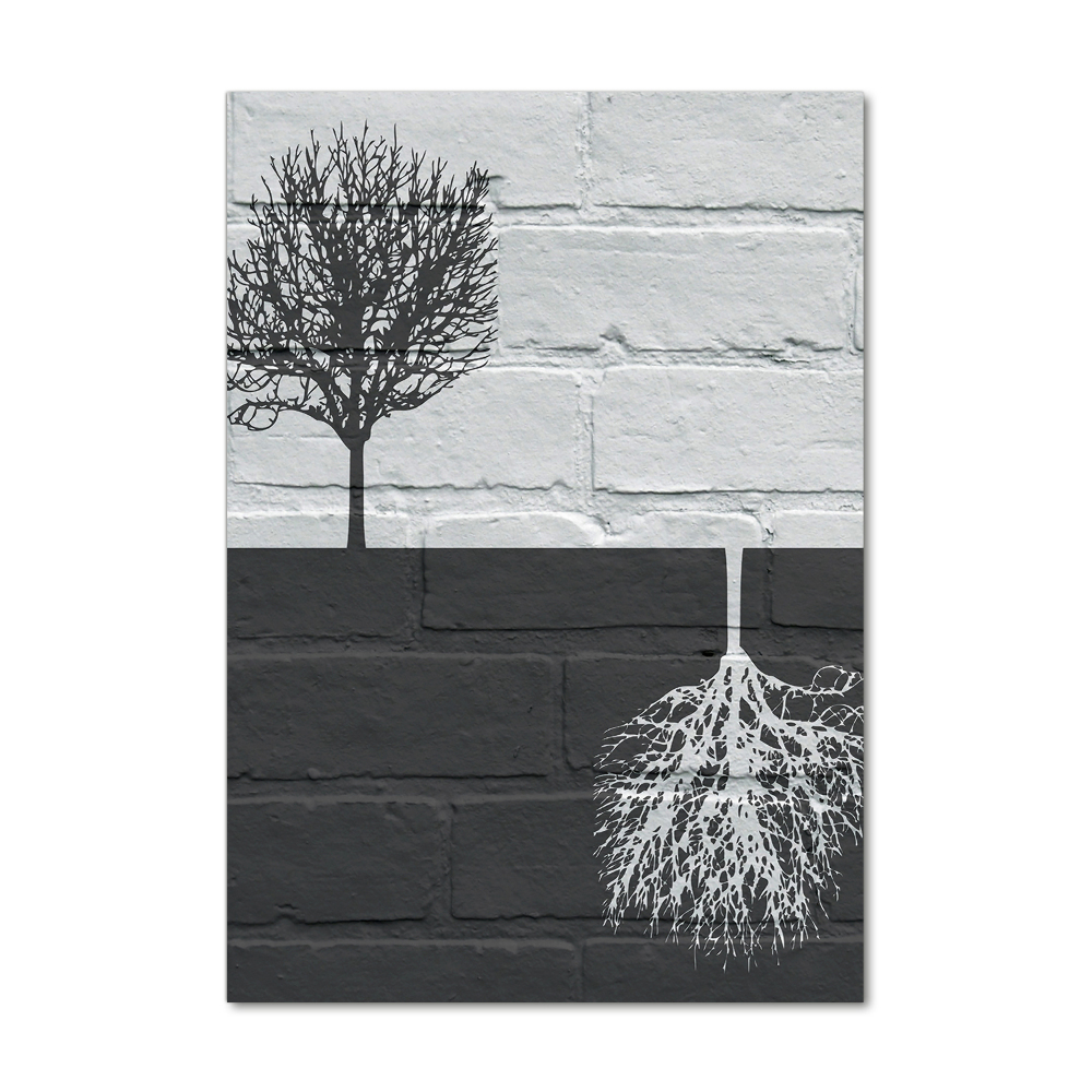 Foto-obraz na szkle pionowy Drzewa na murze