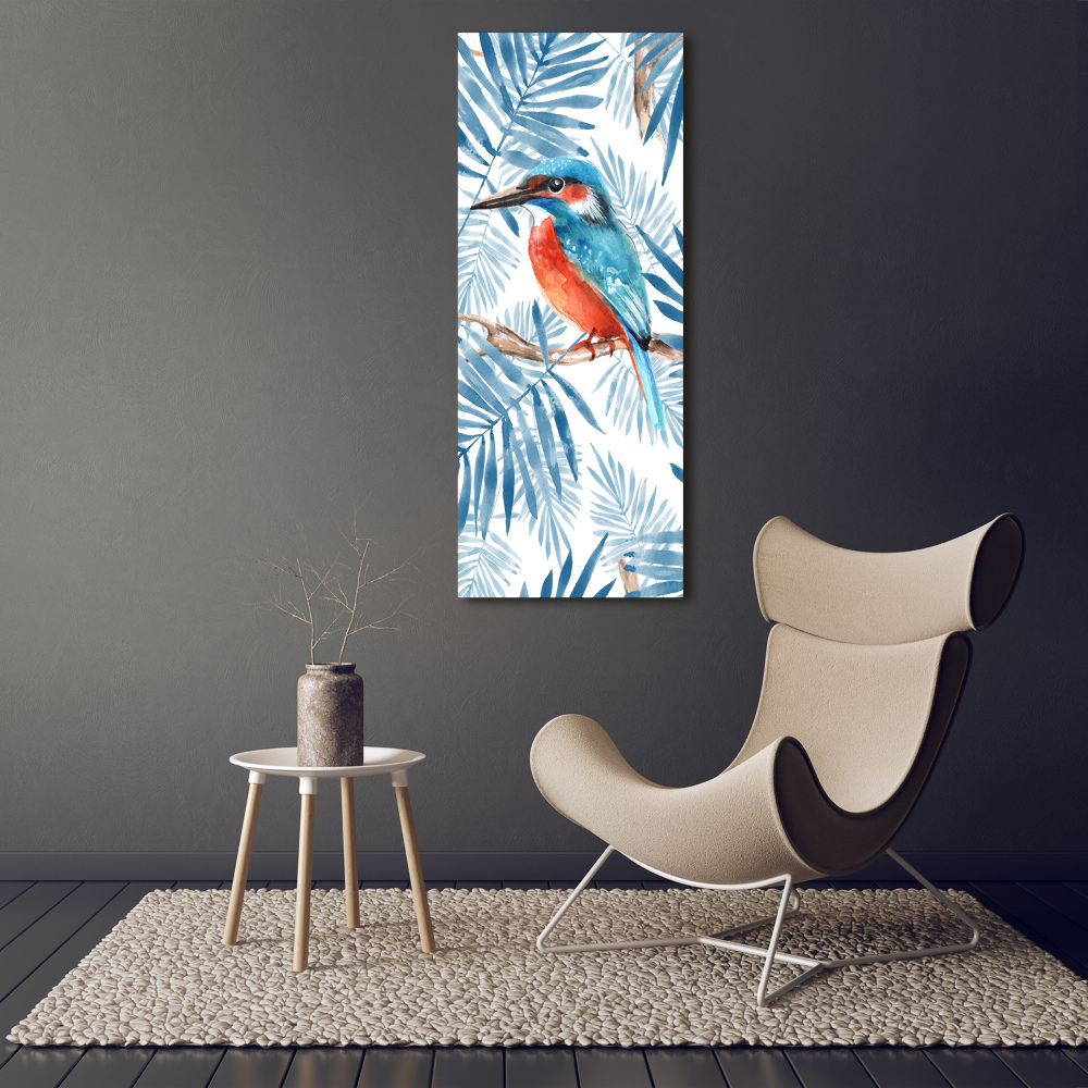 Foto obraz zdjęcie na szkle pionowy Ptaki i liście
