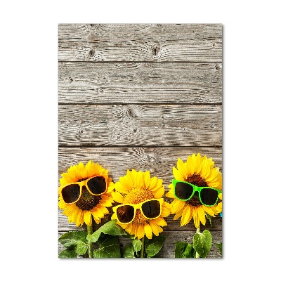 Foto obraz na szkle pionowy Słoneczniki okulary