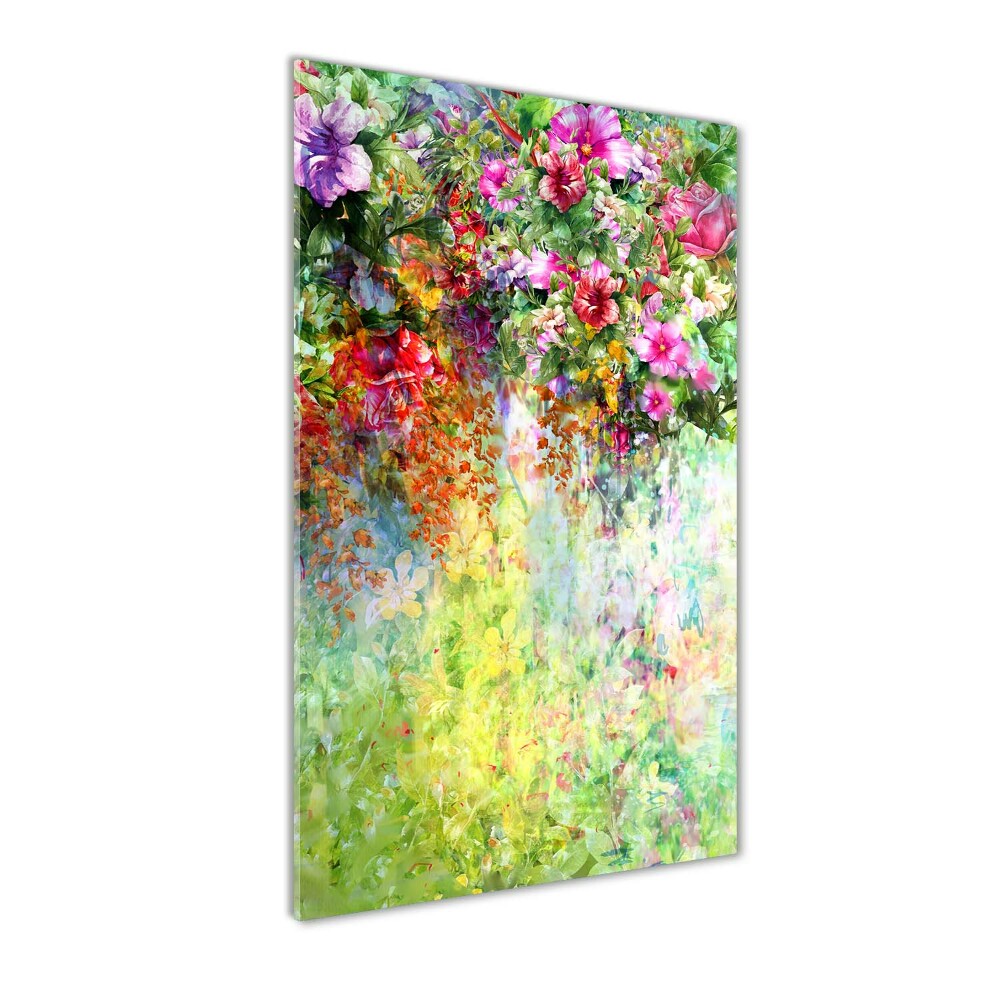 Foto obraz na szkle pionowy Kolorowe kwiaty