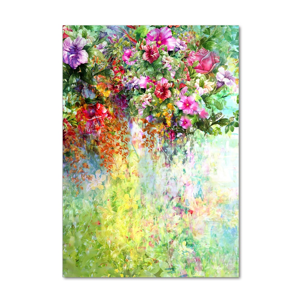 Foto obraz na szkle pionowy Kolorowe kwiaty