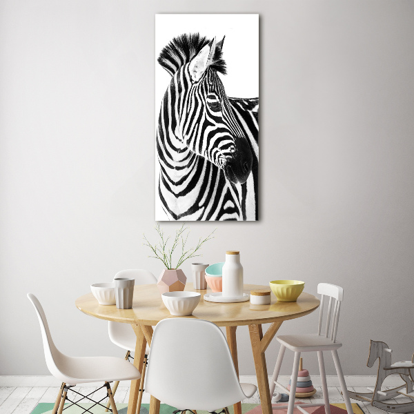 Foto obraz zdjęcie na szkle pionowy Zebra w śniegu