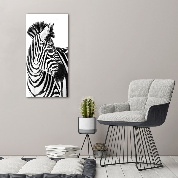 Foto obraz zdjęcie na szkle pionowy Zebra w śniegu