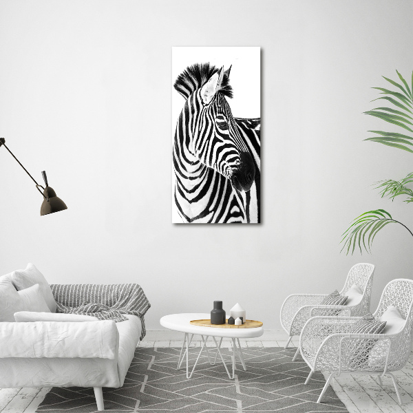 Foto obraz zdjęcie na szkle pionowy Zebra w śniegu