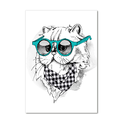 Foto obraz na szkle pionowy Kot w okularach