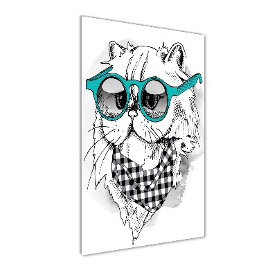 Foto obraz na szkle pionowy Kot w okularach
