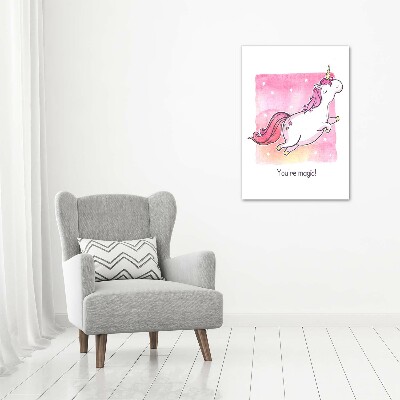 Foto obraz na szkle pionowy Różowy jednorożec