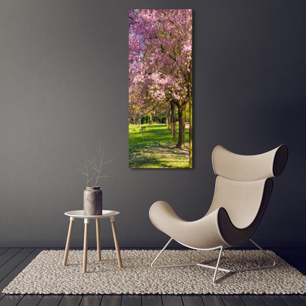 Foto obraz szkło hartowane pionowy Drzewa wiśni