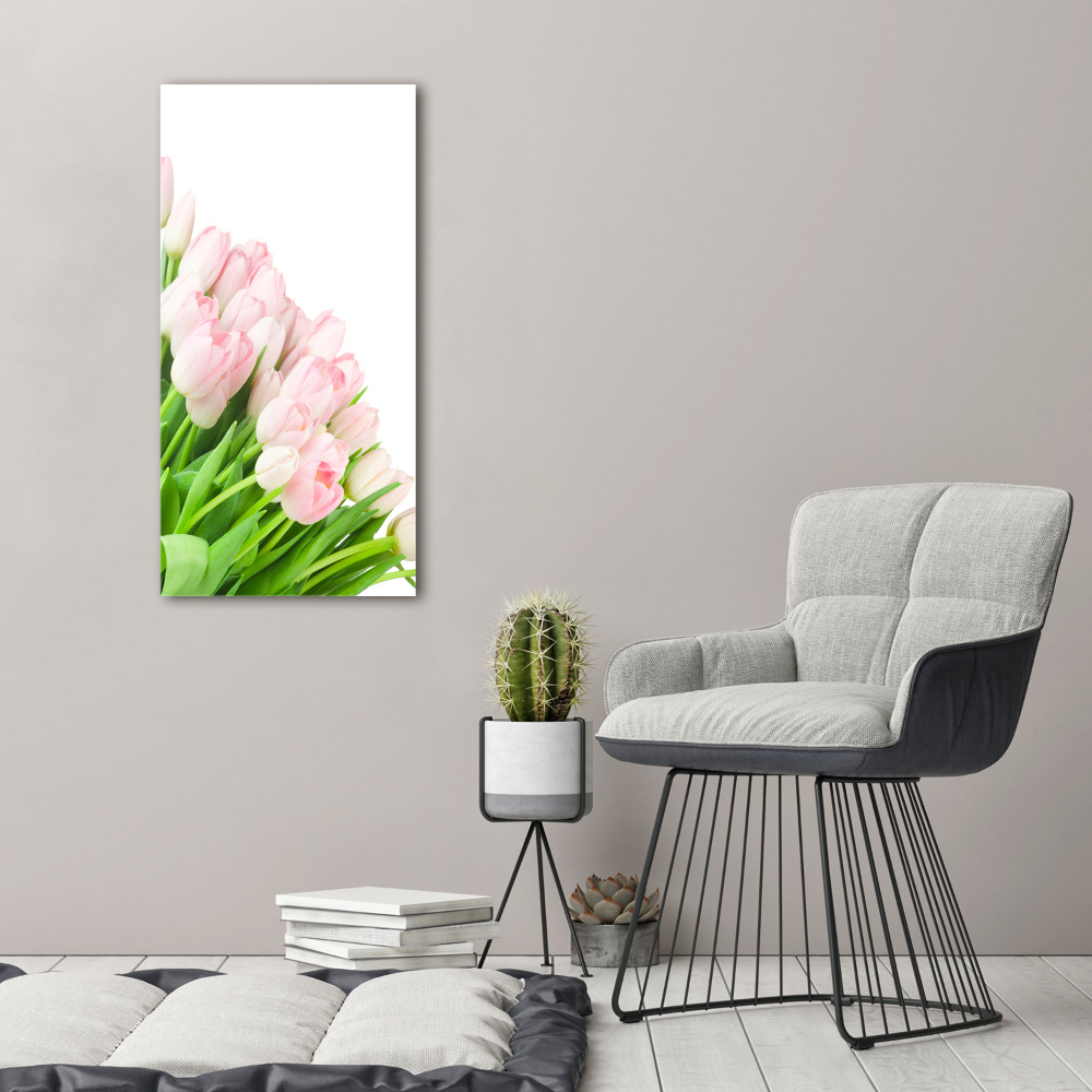 Foto obraz na szkle pionowy Różowe tulipany